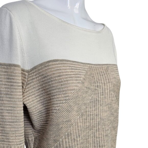 St. John Womens Boat Neck Wool Blend Knit Sweater, Long Sleeve, Quiet Luxury, M - Picture 6 of 9